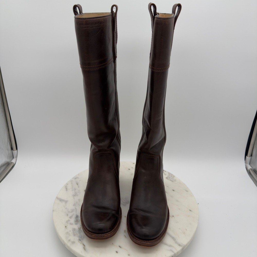 Sendra Tall Riding Boots Womens 6.5 Brown Leather Knee High Block Heel‎ 7457 - Picture 6 of 12